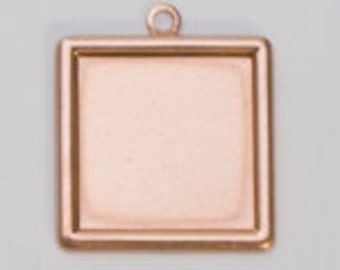 Stamping Blank-Copper-24ga- 20mm Square w/RING- PK/6- Super Cute to add to Your Jewelry-MET-510.15