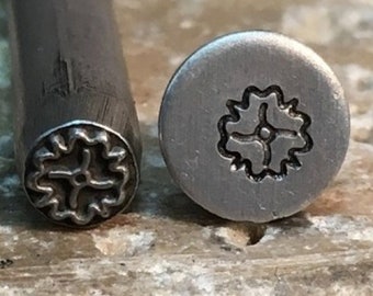 Flower Metal Design Stamp -5mm-Metal Steel Stamp for Metalwork Leatherwork Jewelry Making and Crafts-Metal Supply Chick