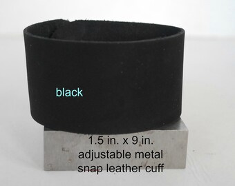 Leather Cuff 1.5  in. x 9 in.-w/adjustable metal snaps-QTY. 1-Perfect for Leather Work and Metal Stamping