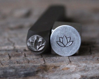 Lotus Metal Stamp-7mm Size-Steel Stamp-New Metal Design Stamps-by Metal Supply Chick-DCH70
