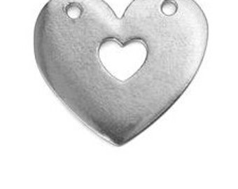 Pewter Stamping Blank-Heart with Hole Cut Out-1 in. x 1 in.- Impressart