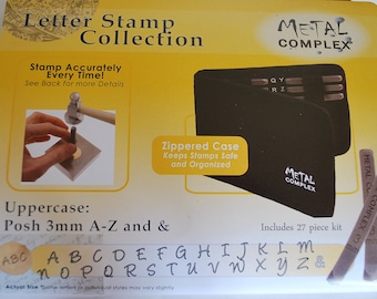 Metal Stamp Set- Metal Stamp Kit in &quot;Posh/Angelina&quot; Font 3mm-Uppercase Alphabet Letter Stamp Set-Metal Stamps -Jewelry Stamping Supplies