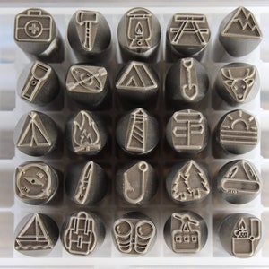 Outdoor/Camping Icons Metal Stamps-Steel Design Stamps-Advantage Series-Pick Size-Exclusive Metal Supply Chick