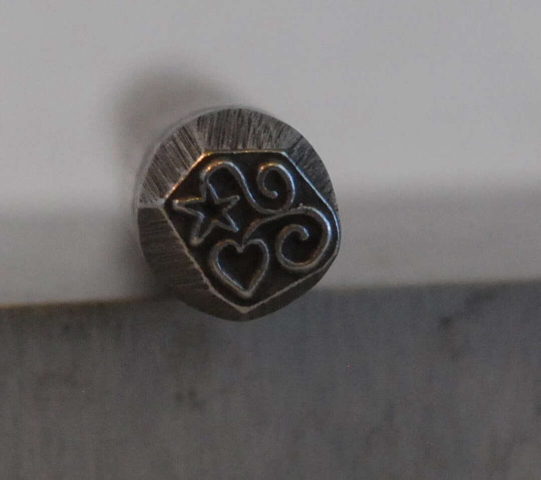 Heart and Star Swirl Metal Stamp Large-new 3/8 In.metal - Etsy