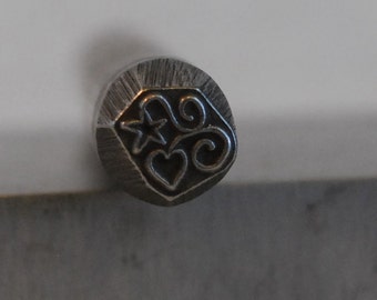 Heart and Star Swirl Metal Stamp LARGE-New 3/8 in.-Metal Stamping Tool-Perfect for Metal Stamping and Metal Work