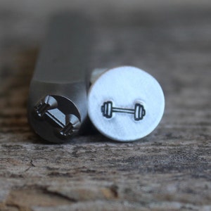 Tampon en métal avec haltères, taille 6 mm - Tampon en acier - Peut être utilisé sur de l'acier inoxydable - Tampons design - par Metal Supply Chick-DJU80