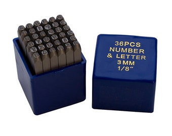 Metal Stamp Set  1/8 inch Letters and Number Set- 3mm-Metal Supply Chick Eurotool Brand