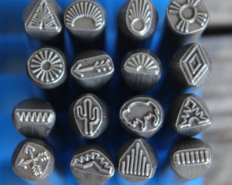 Southwest Metal Design Stamp- 3/8 in.-8mm (approx) image-Metal or Leather Stamping Tool-Stamp Metal with New Design Metal Supply