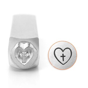 Herz mit Kreuz Metall Stempel-Design Stempel ImpressArt- 6 mm Metall Stempel Werkzeug-Stahlstempel-Metall Versorgung Küken