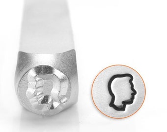 Jongensprofiel metalen ontwerpstempel ImpressArt- 6 mm ontwerpstempel - stalen stempels - NIEUW!