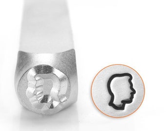 Boy Profile Metal Design Stamp ImpressArt- 6mm Design Stamp-Steel Stamps-NEW!