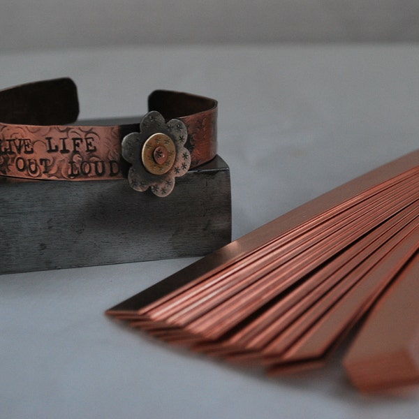 5/8 inch Copper Stamping Blank-Copper Bracelet Cuff Stamping Blanks- 20g. 5/8 in. x 6 in.  Quantity 3-Use alone or rivet-MS20G.58