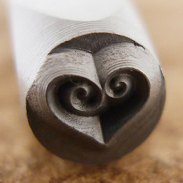 Heart Double Swirl Metal Metal Design Stamp-5 mm   Metal Design Stamp-Metal Stamping Supplies for Personalized Jewelry