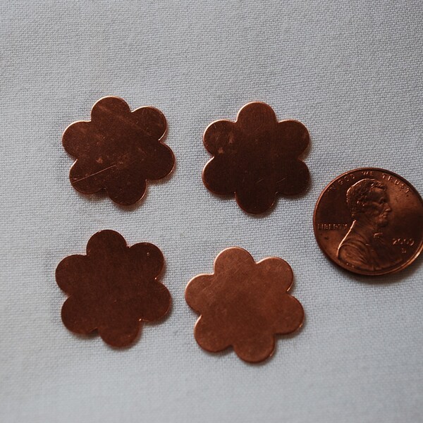 4  Copper -flowers 6 petals 16 mm 24g. Great for your Jewelry Stamping Needs-Stamping Blanks for Personalized Jewelry-MSC003FL24