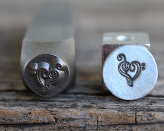 Musical Heart  Metal Stamp-7mm Image Size-Steel Stamp-New-by Metal Supply Chick