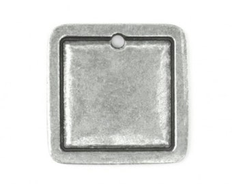 Pewter Stamping Blank-SQAURE Border Large Impressart-Metal Supply Chick-QTY2-IAD13150