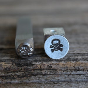 Skull with Crossbones-Metal Stamp-6mm Size-Steel Stamp-New Metal Design Stamps-by Metal Supply Chick