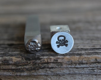 Skull with Crossbones-Metal Stamp-6mm Size-Steel Stamp-New Metal Design Stamps-by Metal Supply Chick