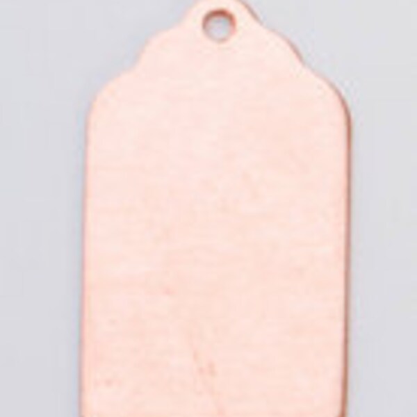 Luggage Tag Copper with hole- 24ga- 13/16" x 1/2"  PK/6--Great for your Jewelry Stamping Needs-Stamping Blanks for Personalized Jewelry