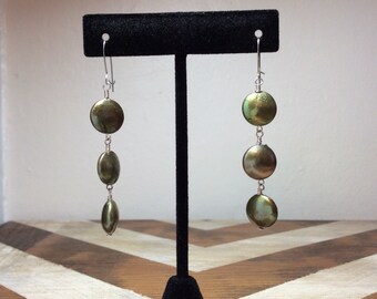 Deep purple wafer cluster earrings on silver plated hooks.