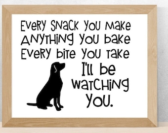 Dog Watching You Print: Funny Kitchen Art (Digital File)