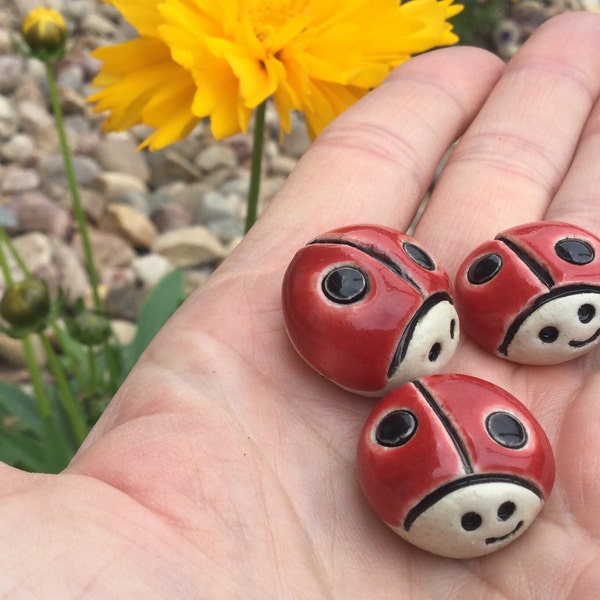 Miniature ceramic ladybug, fairy garden gift for her, ladybird, tiny ladybug present, Fairy garden, handmade ceramics and pottery for girls