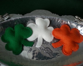 St. Patrick's Shamrocks wool felt  bowl fillers- set of 3 mulit-color