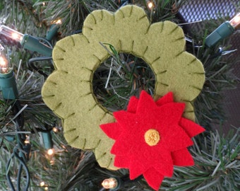 Wreath wool  felt Christmas ornament