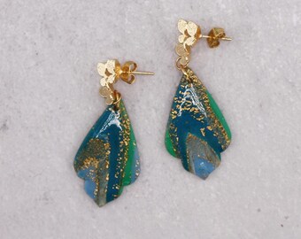 Summer Luxe Butterfly Marble Polymer Clay Dangle Earrings