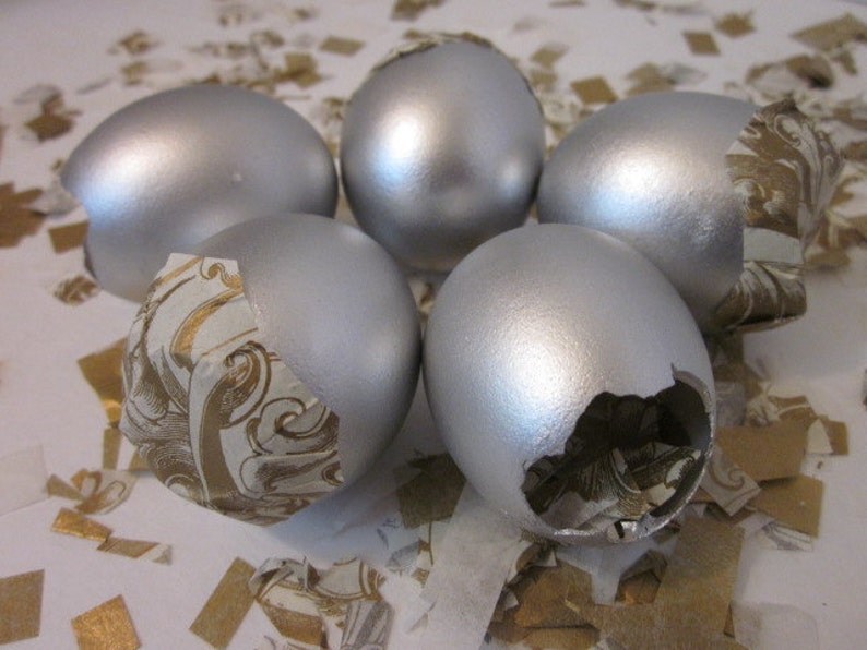 Gender Reveal Baby Shower Silver Confetti Eggs Cascarones Etsy