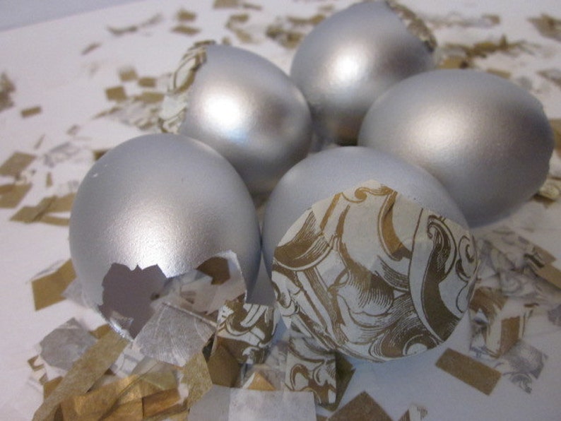 Gender Reveal Baby Shower Silver Confetti Eggs Cascarones Etsy