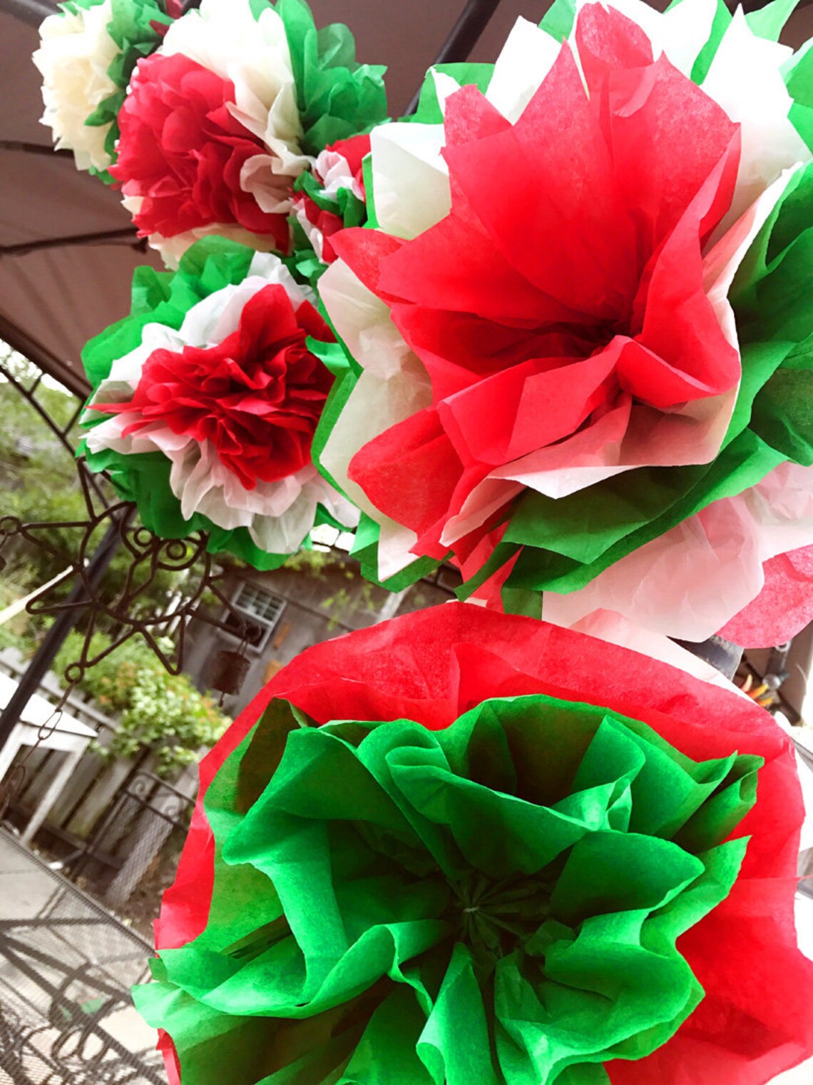 Mexican Tissue Flowers Cinco De Mayo Fiesta Photo Wall Decorations Party Birthday Red White
