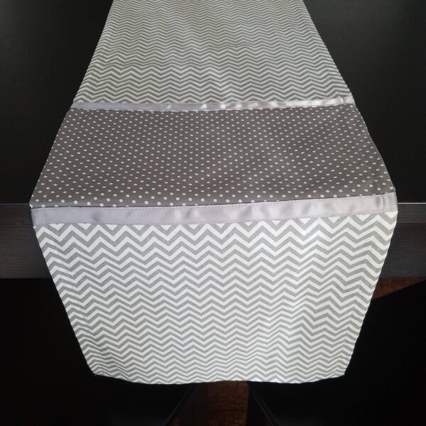 Gray Chevron Table Runner Etsy