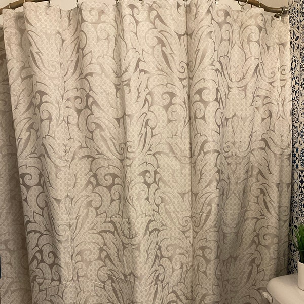 Grey Damask Shower Curtain, Gray Extra Wide Curtain, X-Long Shower Curtain, Stall Shower Curtain, Half Shower Curtain, Bathroom Curtain