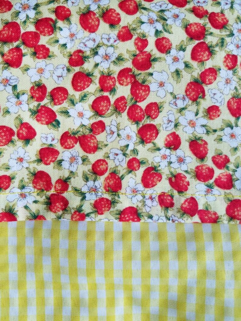 Yellow Gingham Strawberries Valance Kitchen Valances Window Etsy