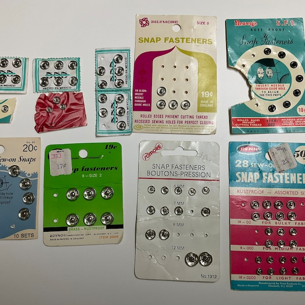 Bundle of Snap Fasteners | Vintage Fasteners | Closures | Notions | Sewing | Fasteners Books | Snap Fasteners