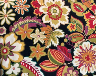 Designer Fabric | Floral | Black | Flowers |