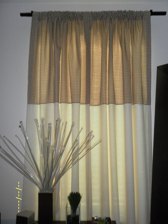 Contemporary Banded Drapes 90 Inches Long Curtains And Etsy