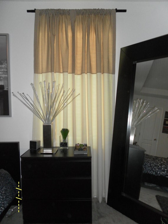 Contemporary Banded Drapes 90 Inches Long Curtains And Etsy