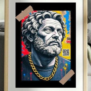 Seneca Stoicism Street Art Poster – Inspirierende antike Philosophie Wanddekoration A3 – Ideales Wohnzimmer, Büro, Schlafzimmer