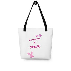 Romantik & Stoik Tote Bag – Spacious French Design Shopping Bag – Trendy and Durable Shoulder Tote – Practical Stylish Gift Idea