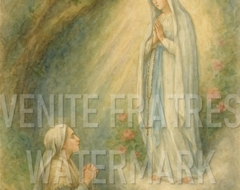 Our Lady of Lourdes and St. Bernadette - Catholic Wall Art Printable (Digital Download)