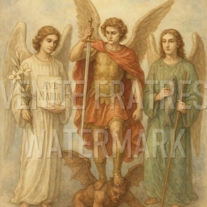 St. Michael, St. Gabriel, St. Raphael, Archangels - Traditional Catholic Wall Art Printable - High Resolution Instant Digital Print Download