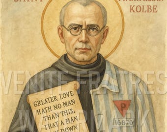 St. Maximilian Kolbe - Traditional Catholic Wall Art Printable - High Resolution Instant Digital Print Download