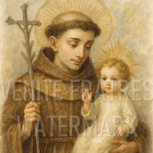 St. Anthony - afdrukbare traditionele katholieke muurkunst - hoge resolutie instant digitale print downloaden