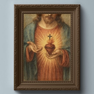Sacred Heart of Jesus - Traditional Catholic Wall Art Printable - High Resolution Instant Digital Print Download
