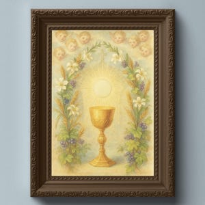 The Holy Eucharist - Traditional Catholic Wall Art Printable - High Resolution Instant Digital Print Download