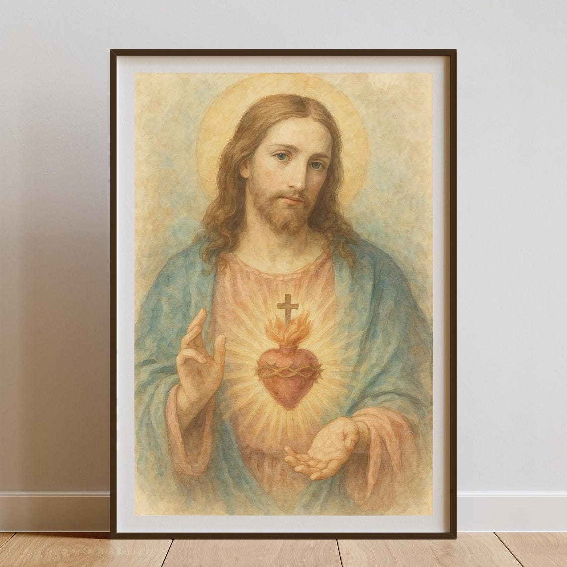 Heart Jesus Script Sacred Heart of Jesus - Catholic Wall Art Printable (digital Download ...