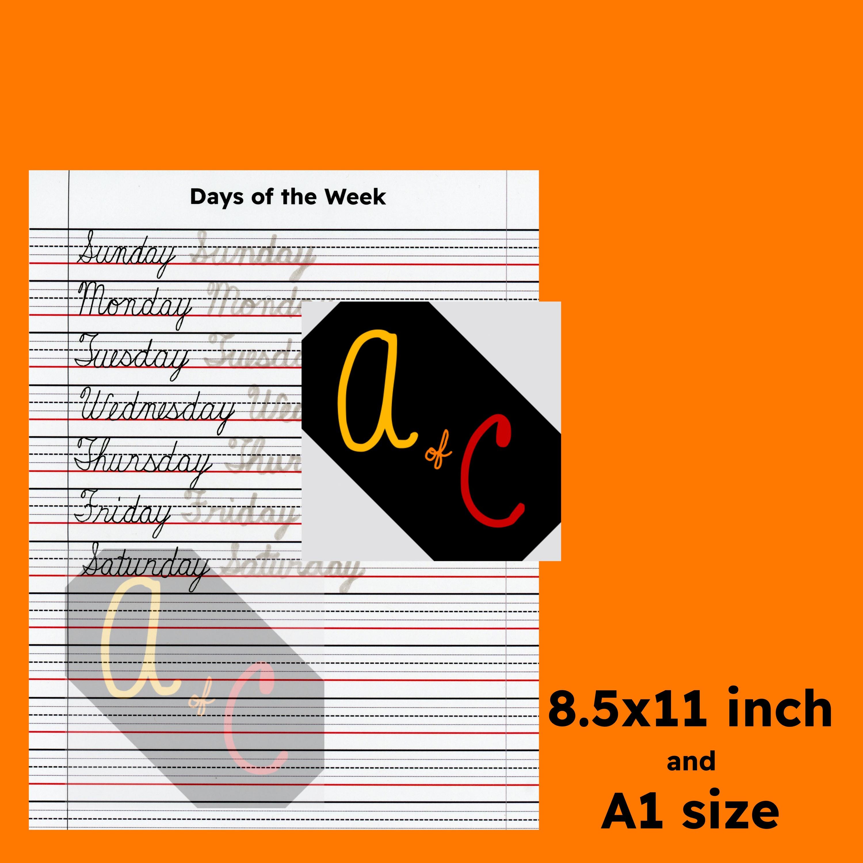Day Cursive Cursive Practice Worksheet for Days of the Week. With Video Tutorial ...
