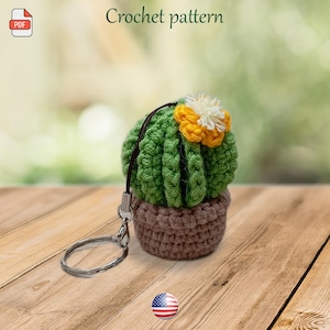 Cactus Keychain Crochet Pattern - Amigurumi Cactus – Cactus Pot – Cactus Crochet Pattern - PDF tutorial